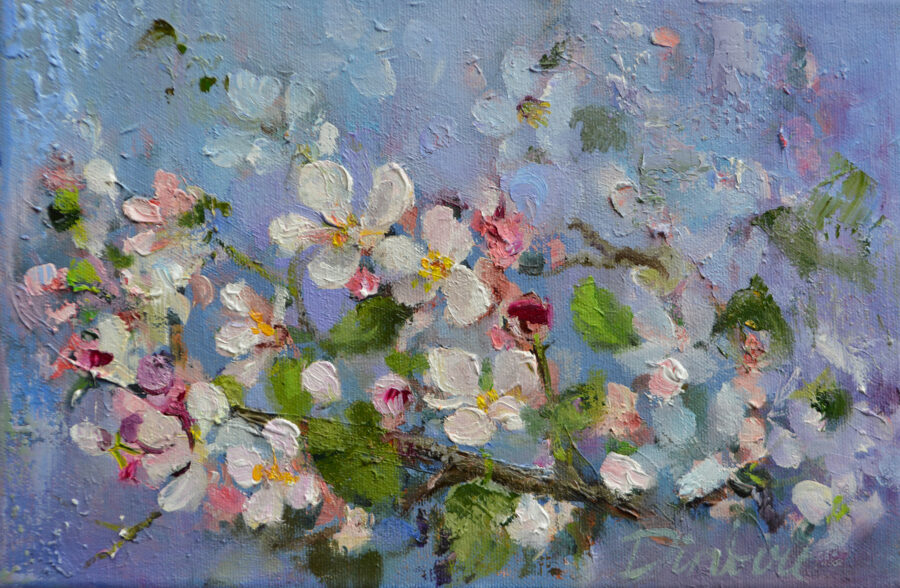 (SOLD) Apple Tree Flowers, Oil Paining on Canvas, 20 x 30 cm