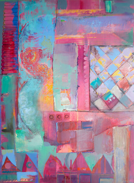 Abstrakts Rozā, Eļļas Glezna uz Audekla,  80 X 60 cm
