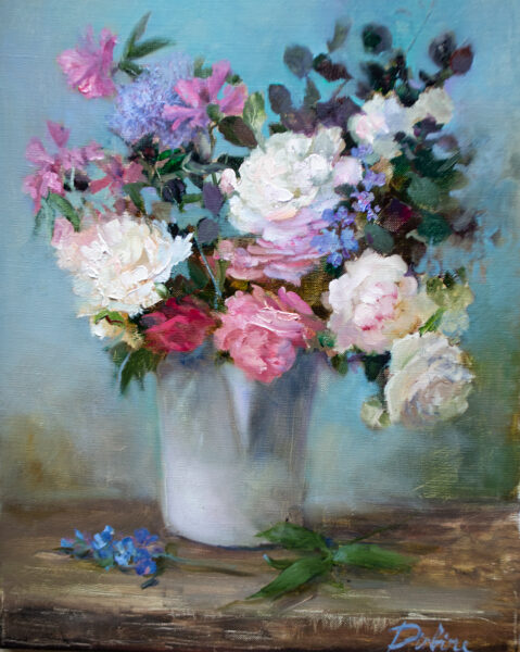 (SOLD) Roses in Vase, Oil Painting on Canvas, 50 x 40 cm
