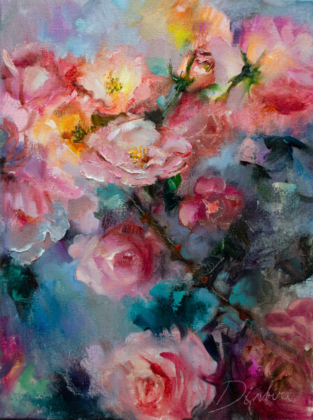 Pink Roses, Oil Painting on Canvas, 40 X 30cm