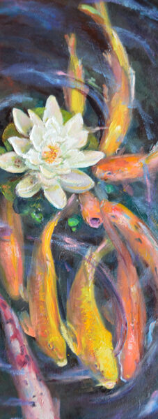Koi Fish, Oil Painting on Canvas, 80 X 30cm