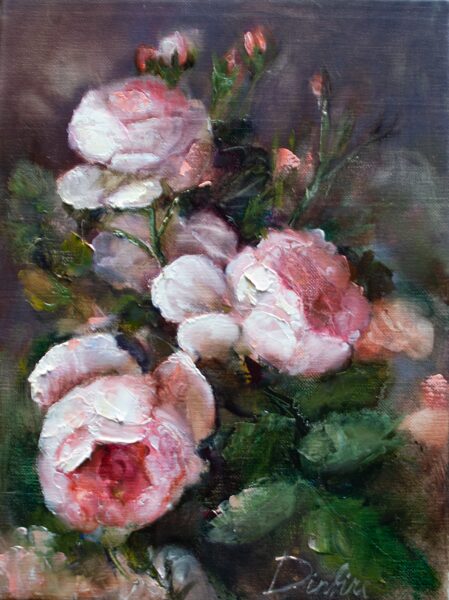 (SOLD) Vintage Style Roses, Oil Painting on Canvas, 50 x 40 cm