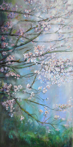 (SOLD) Spring Blooming, Oil Painting on Canvas, 100 x 50 cm