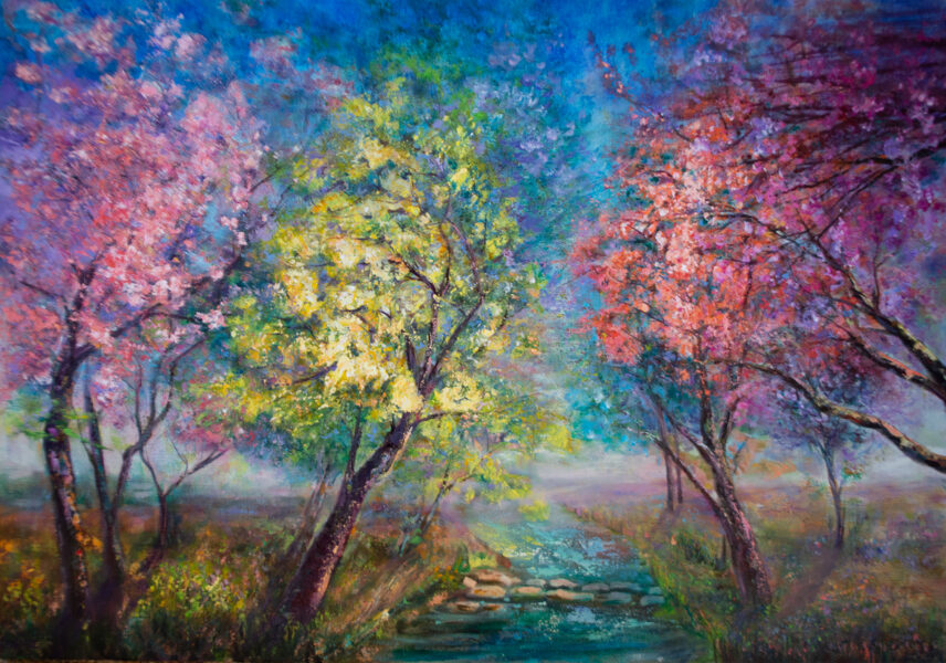 Krāsaini Koki, Eļļas Glezna uz Audekla, 100 X 70 cm
