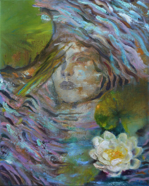 Woman in Water, Oil Painting on Canvas, Size: 50 X 40 cm, ships in a box