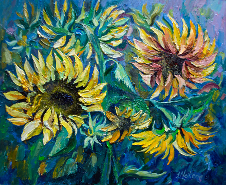 Sunflowers of Clolor, Oil Painting on Canvas, 50 x 60 cm