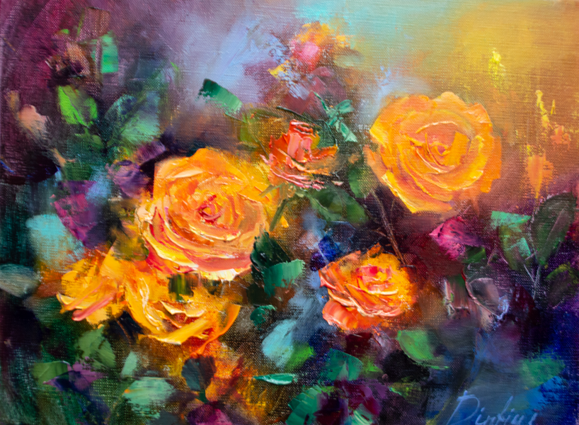 (SOLD) Wild Roses, Oil Painting on Canvas, 30 x 40 cm