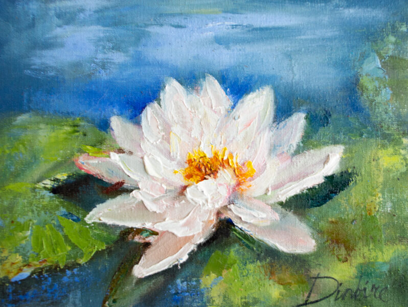 Water Lilies, Oil Painting on Canvas, 18 x 24 cm