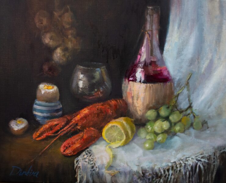 (SOLD) Wine and Dine, Oil Painting on Canvas, 40 x 50 cm