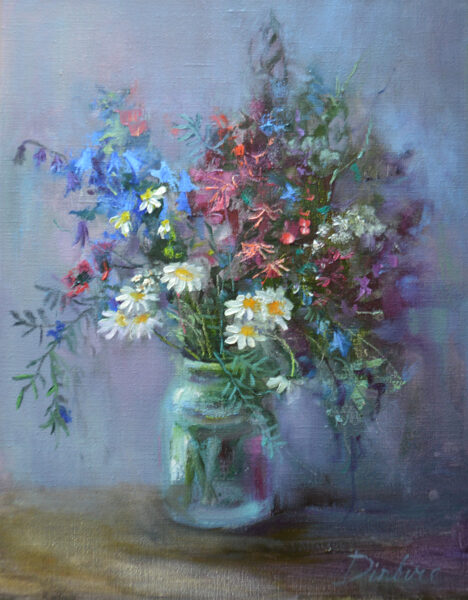 (SOLD) Still Life Flowers in Vase, Oil Painting on Canvas, 50 x 40 cm