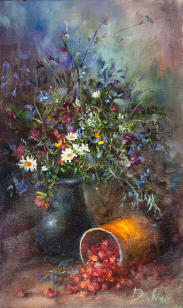 (SOLD) Wild Flowers, Oil Painting on Canvas, 50 X 30cm