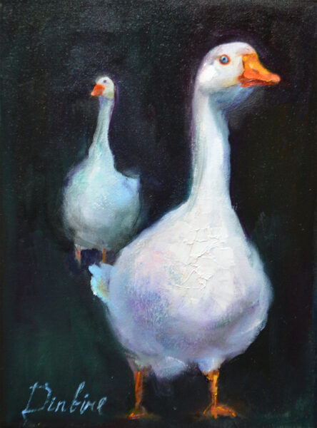 (SOLD) Two Gooses, Oil Painting on Canvas, 40 x 30 cm